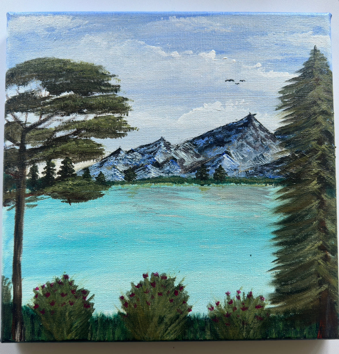 Bergsee in Harmonie - Acrylbild 30x30 -