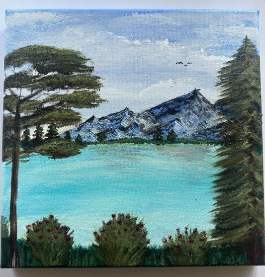 Bergsee in Harmonie - Acrylbild 30x30 -